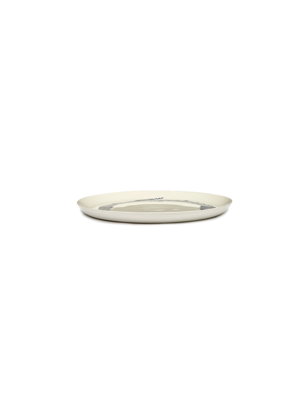 Lot De 2 Assiettes L - Blanche Stripes - Bleu Feast - By Ottolenghi