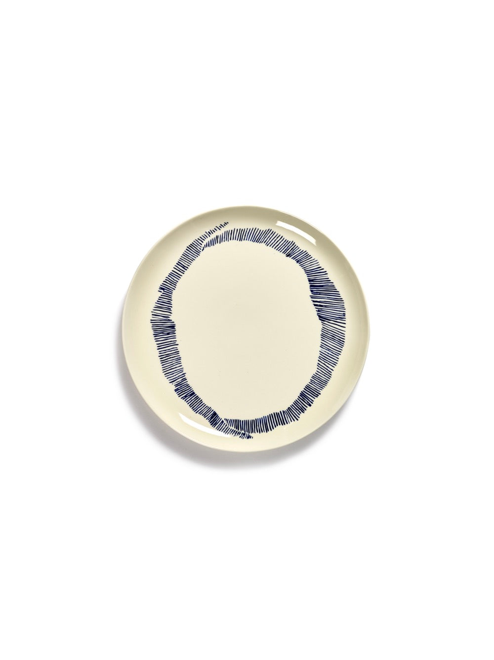 Lot De 2 Assiettes L - Blanche Stripes - Bleu Feast - By Ottolenghi