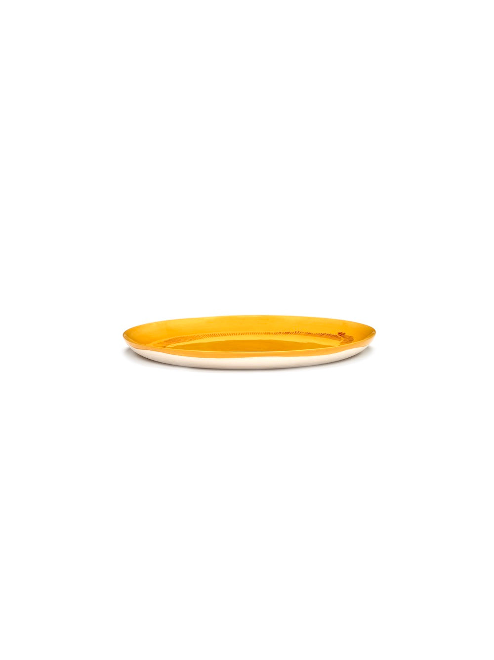 Feast - Lot De 2 Assiettes - L - Grès - Jaune Stripes Rouge