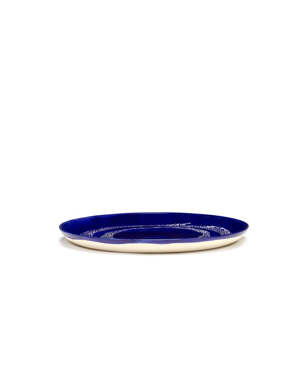 Set Of 2 Large Plates - Dark Blue Dots - White Feast - By Ottolenghi