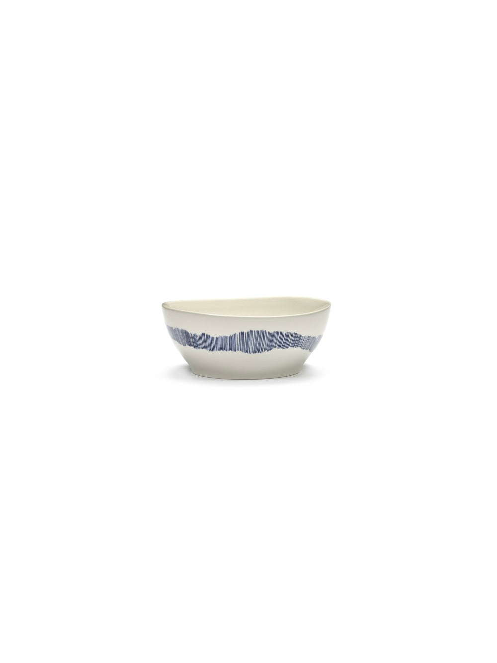 Set of 4 L Bowls - White Stripes - Blue Feast - By Ottolenghi