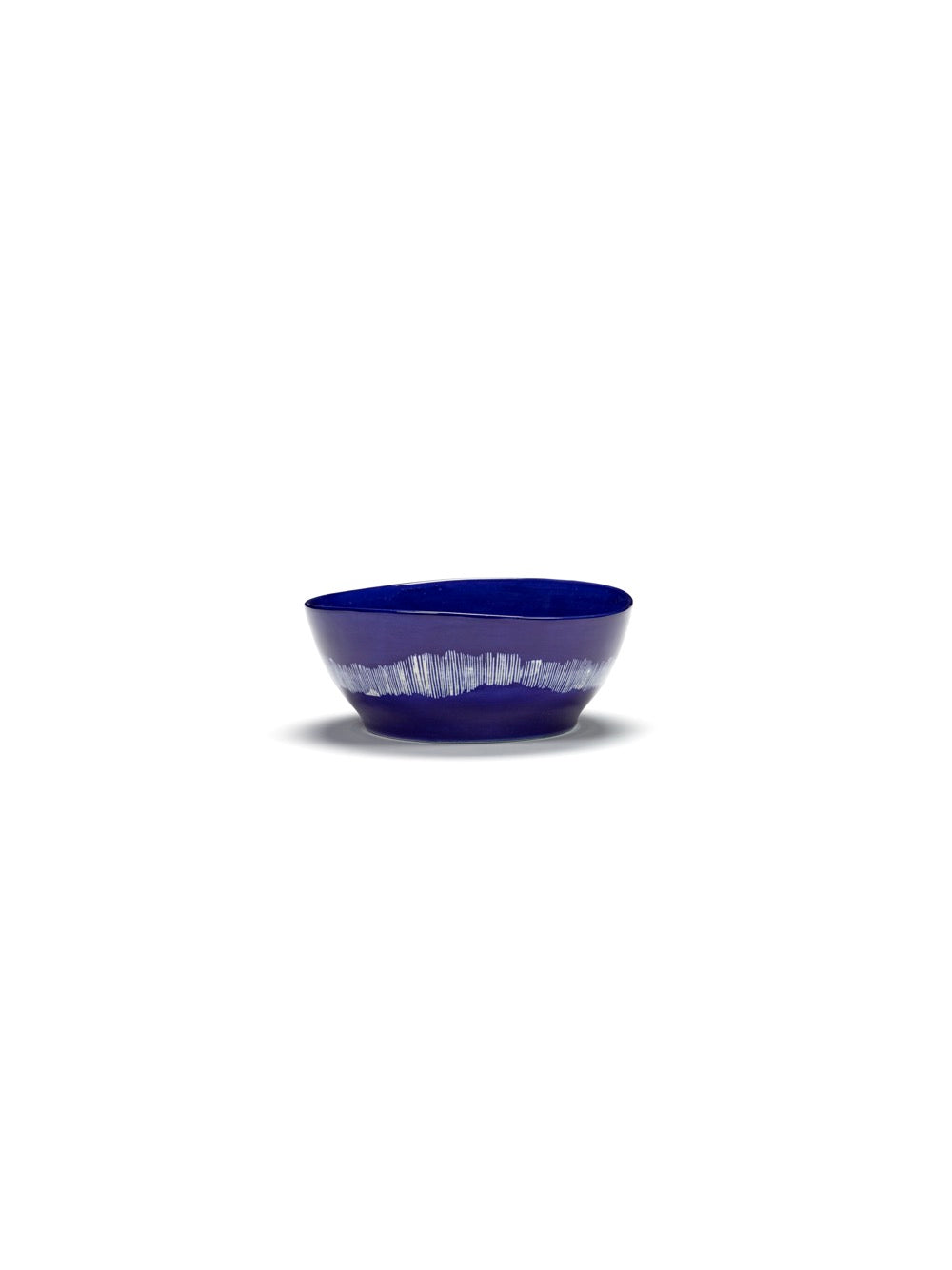 Set Of 4 L Bowls - Dark Blue Stripes - White Feast - By Ottolenghi