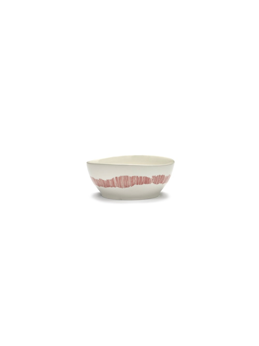 Set of 4 Large Bowls - White Stripes - Red Feast - By Ottolenghi