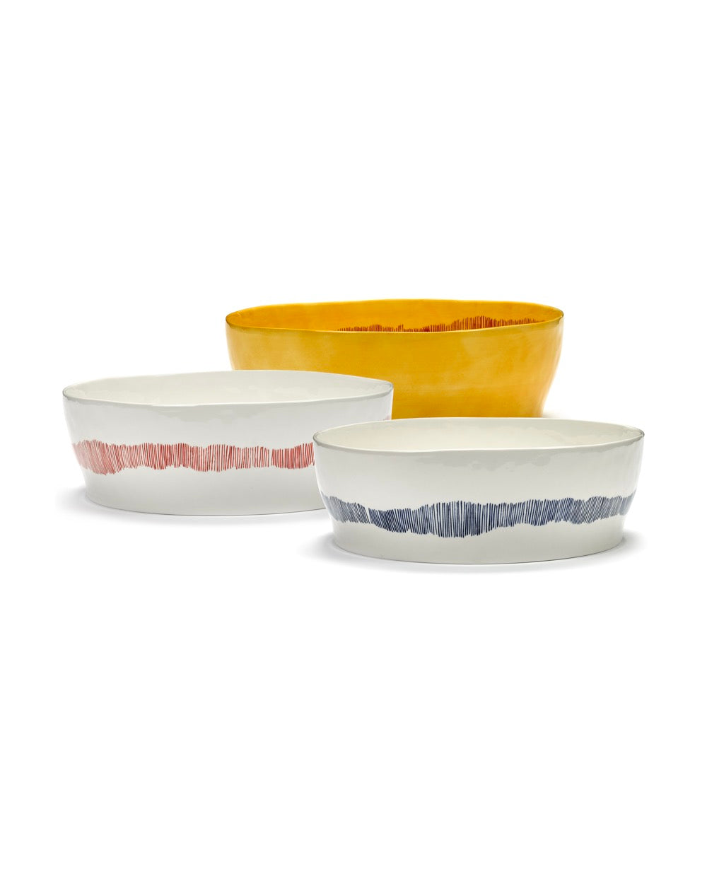 Salad Bowl - White Stripes - Red Feast - By Ottolenghi