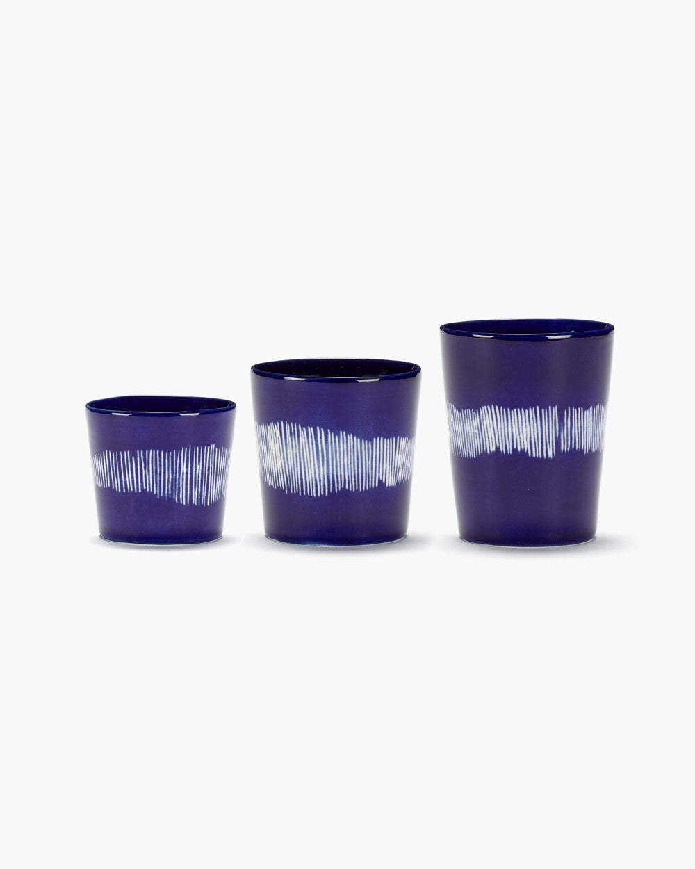 Feast - Lot De 4 Tasses À Expresso - Grès - Bleu Foncé Blanc