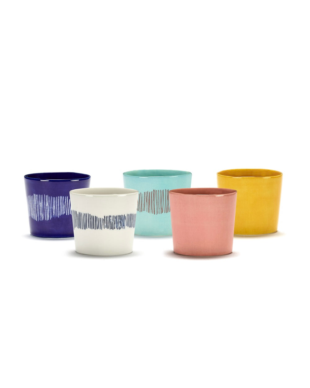 Feast - Lot De 4 Tasses À Expresso - Grès - Bleu Foncé Blanc