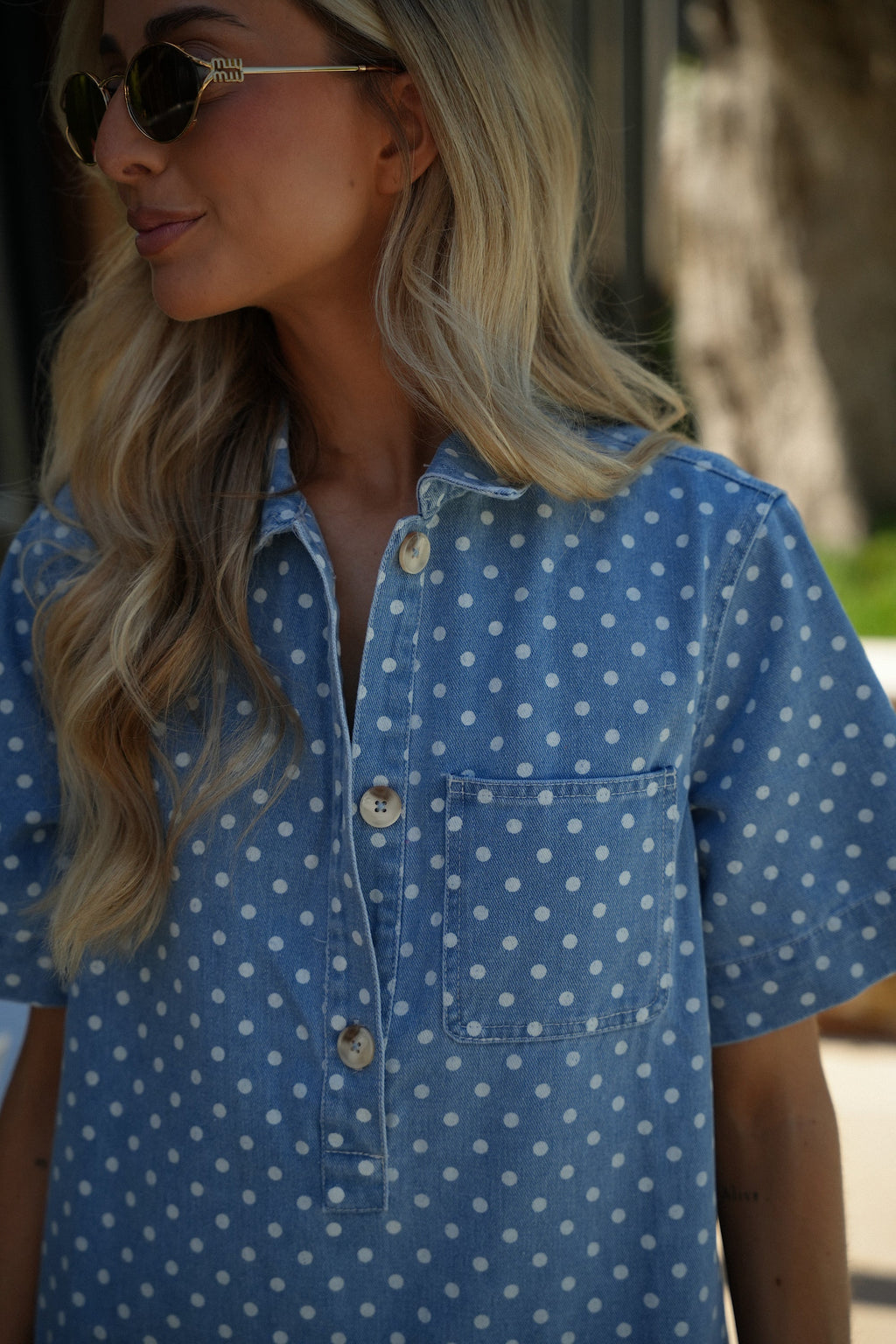 Robe À Pois Flavia - Bleue