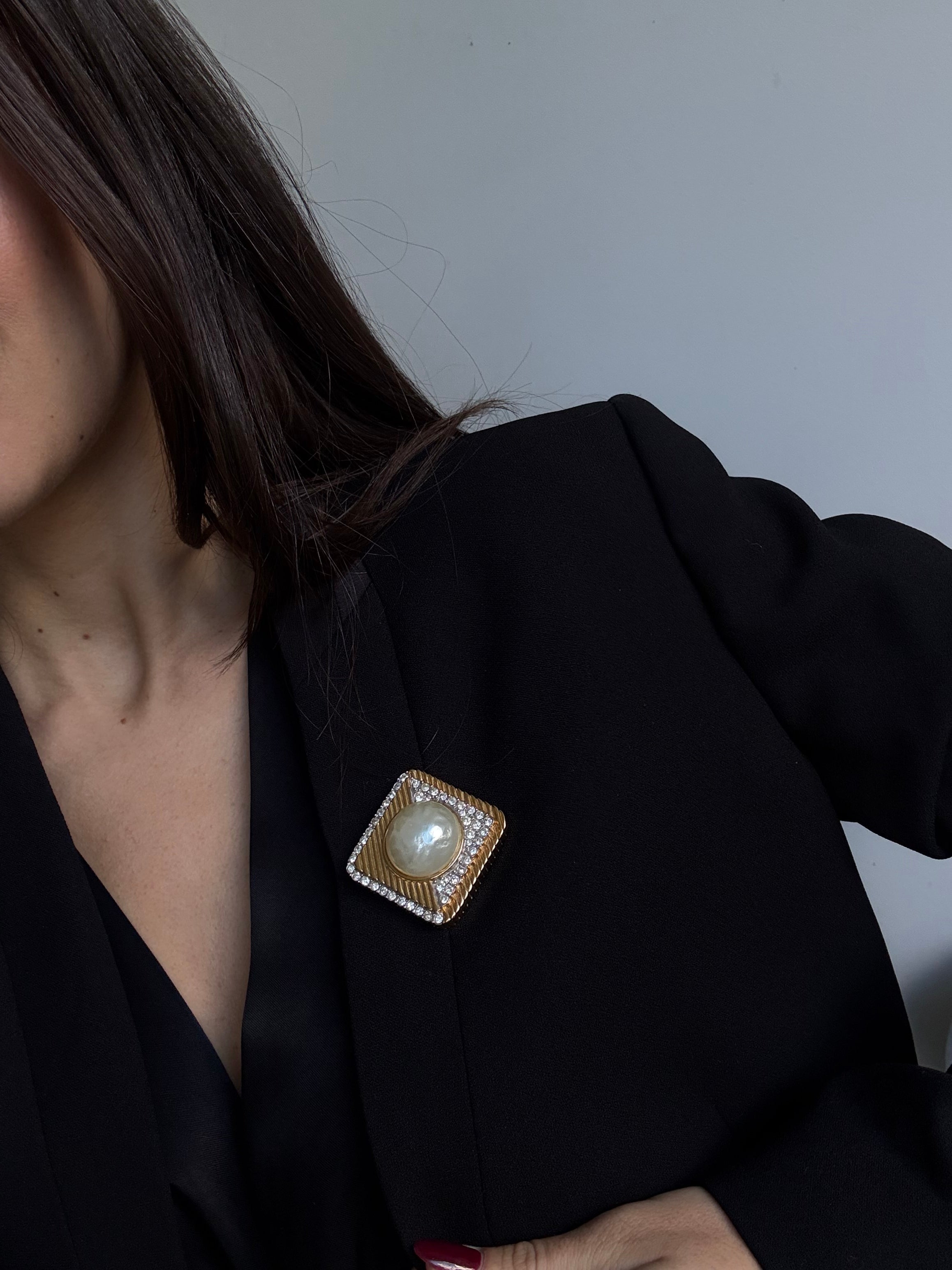 Broche vintage de Nina Ricci - Perla y pedrería
