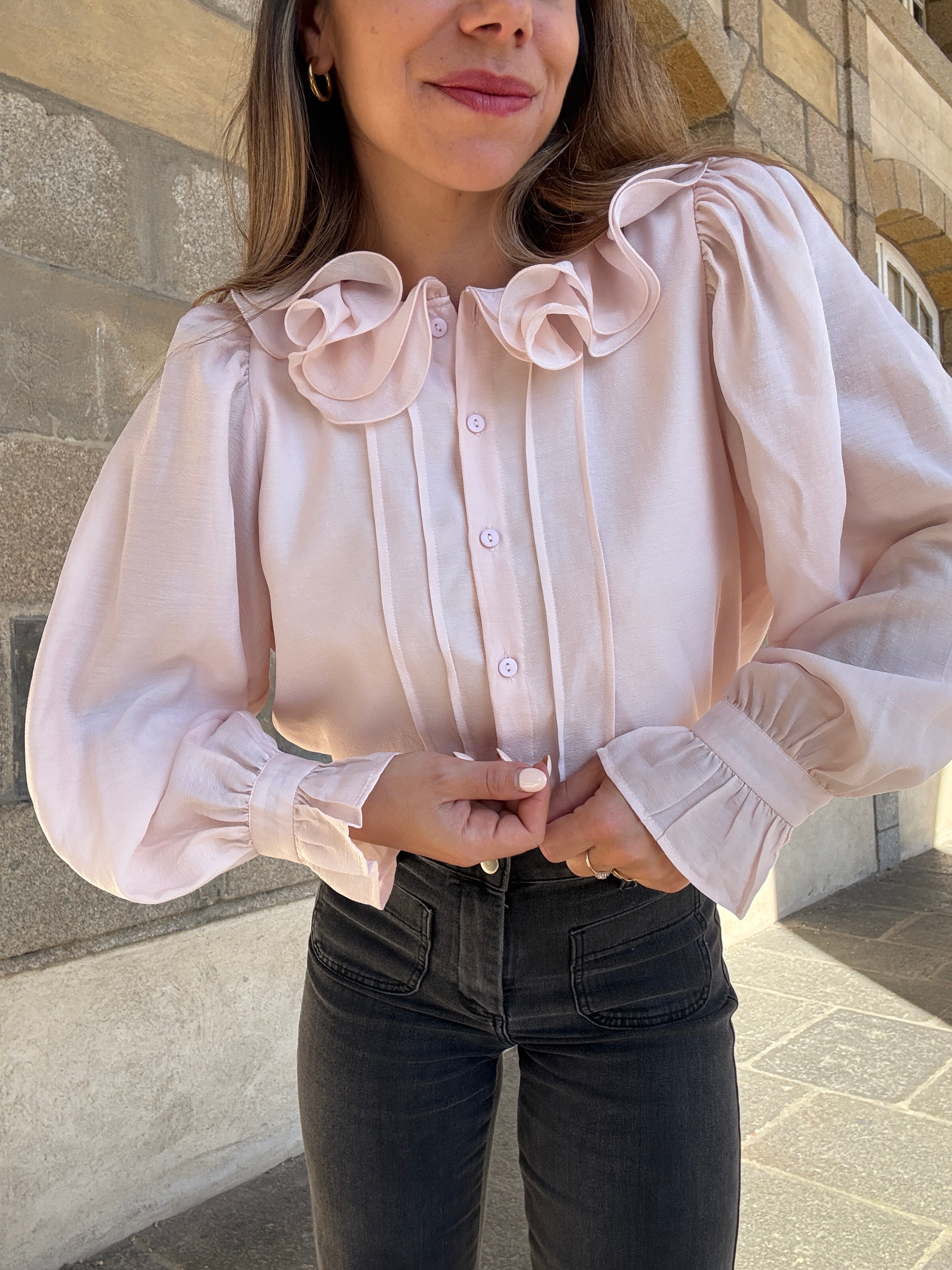 Blusa marrón rosa suave