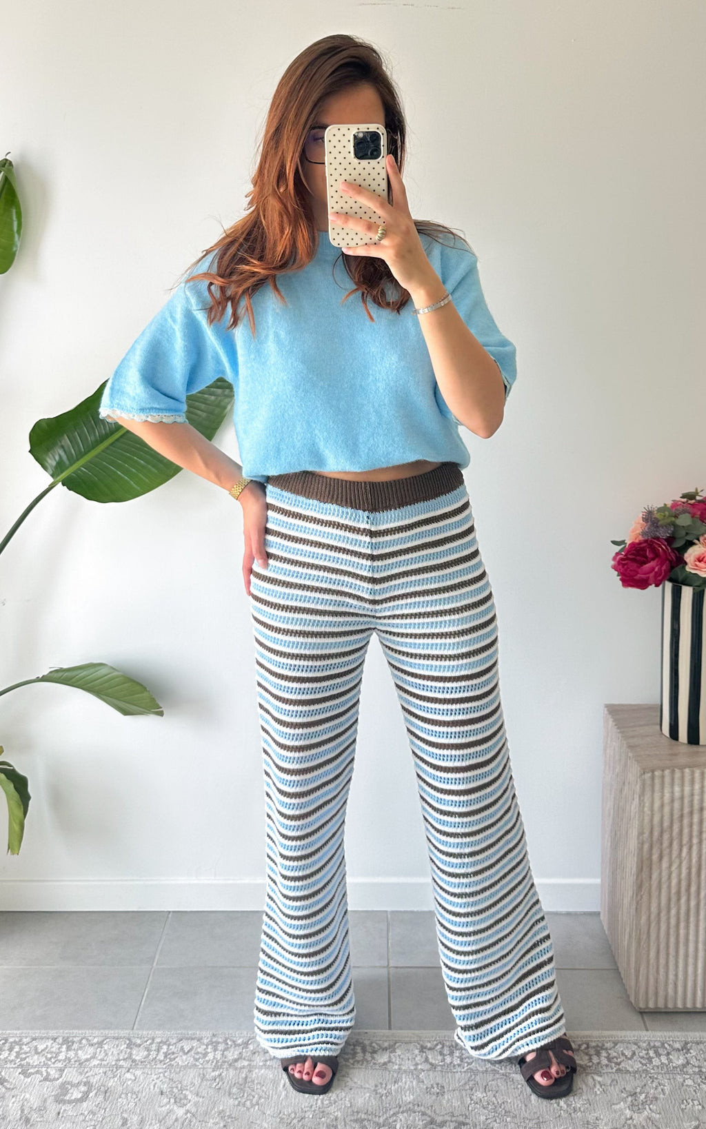 Pantalón Crochet Sirmione - Azul y Crudo