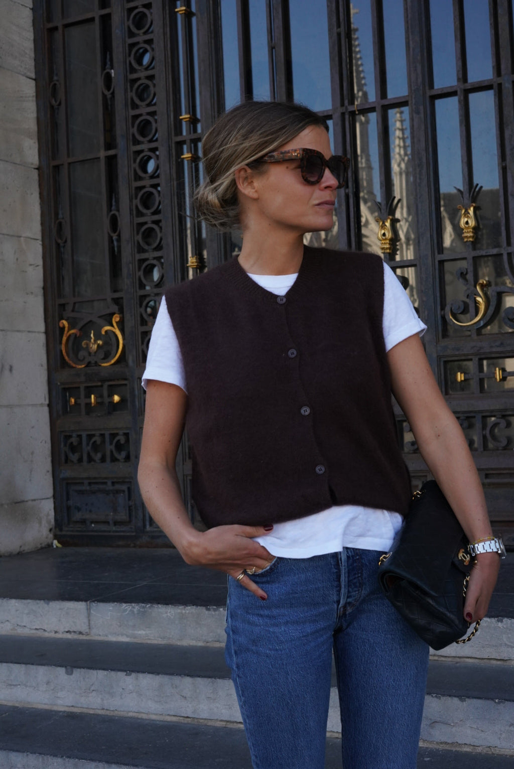 Raphaël Angora Chocolate Sleeveless Vest
