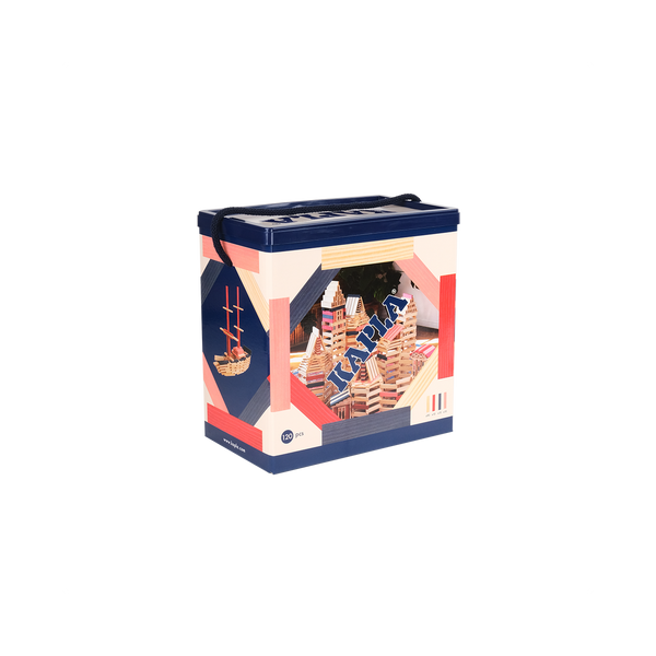 KAPLA - Baril 120 Planchettes - Bleu Foncé, Rouge, Rose
