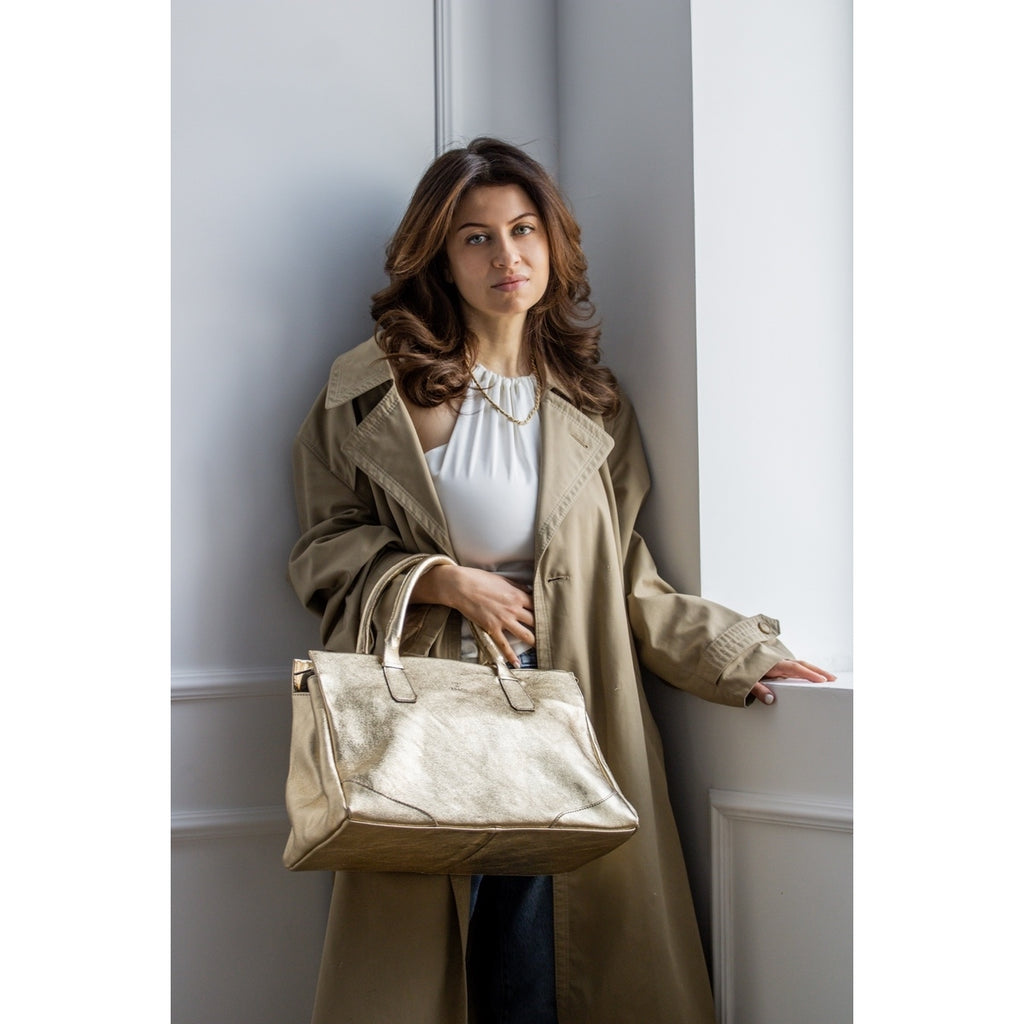Myra Metallic Handbag - Gold