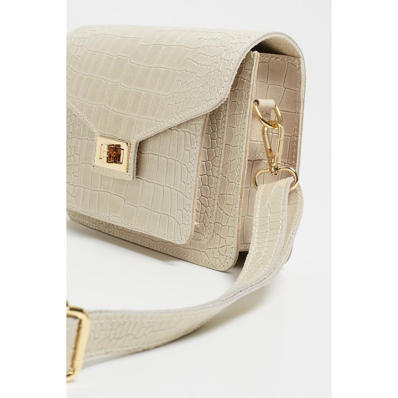 Amber Crocos Shoulder Bag - Blanc Casse