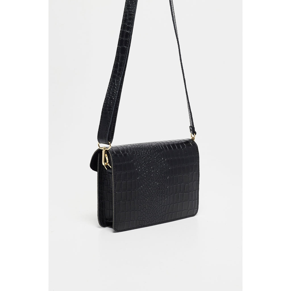Sac En Bandoulière Amber Crocos - Noir