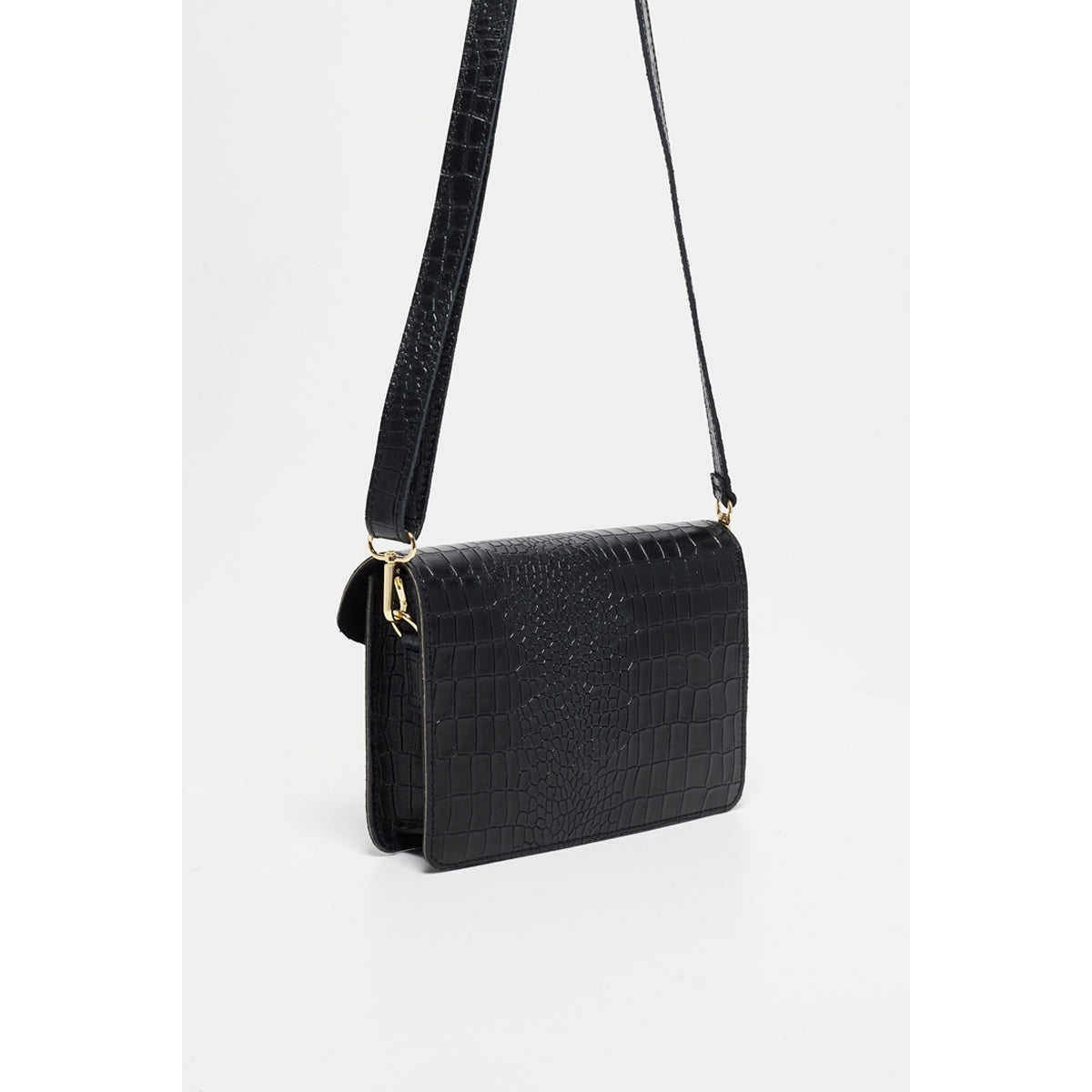 Sac En Bandoulière Amber Crocos - Noir