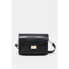 Sac En Bandoulière Amber Crocos - Noir
