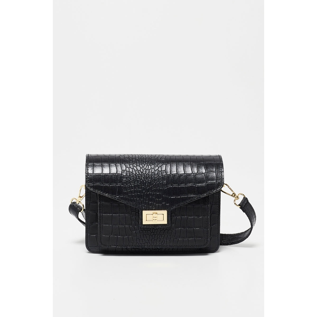 Sac En Bandoulière Amber Crocos - Noir