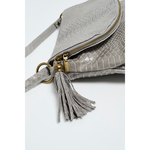 Sac À Bandoulière Lana Croco - Gris