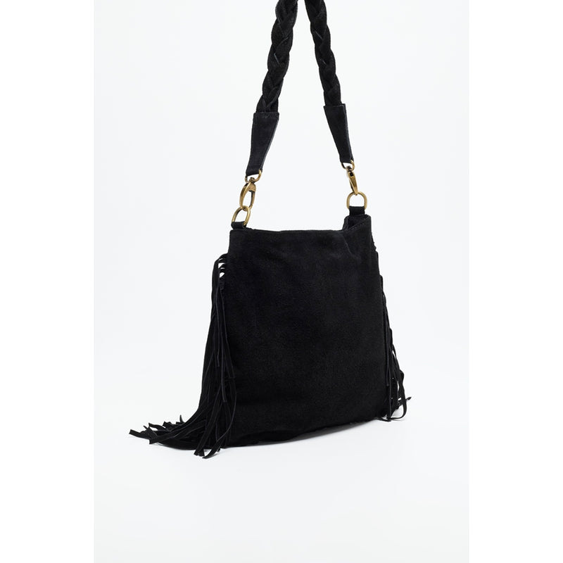 Lucy Fringe Handbag - Black