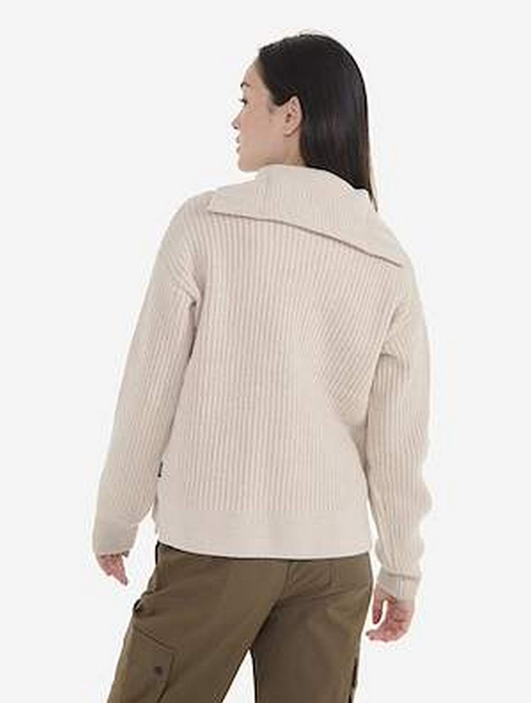 Pullover da donna con mezza zip - Beige