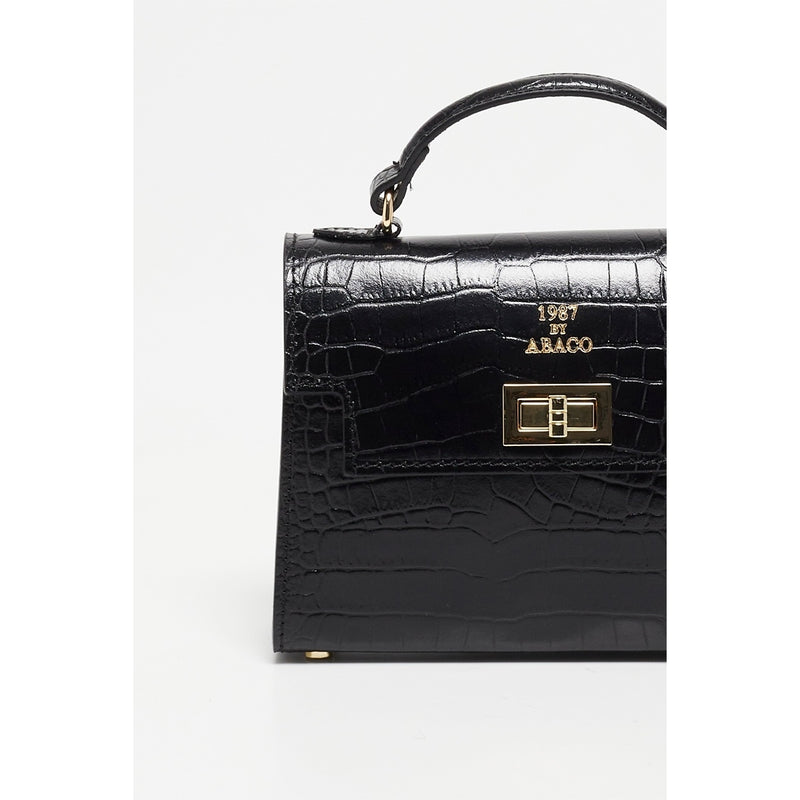 Sandy Croco Shoulder Bag - Black