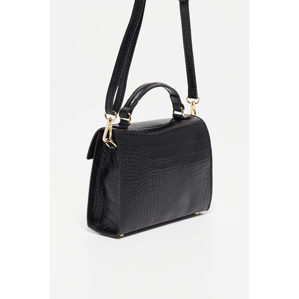 Sac En Bandoulière Sandy Croco - Noir
