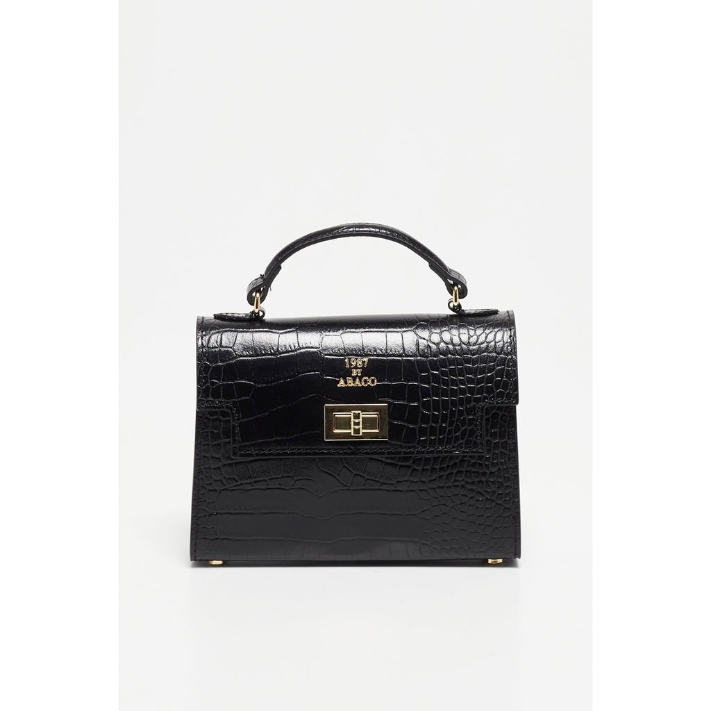 Sac En Bandoulière Sandy Croco - Noir