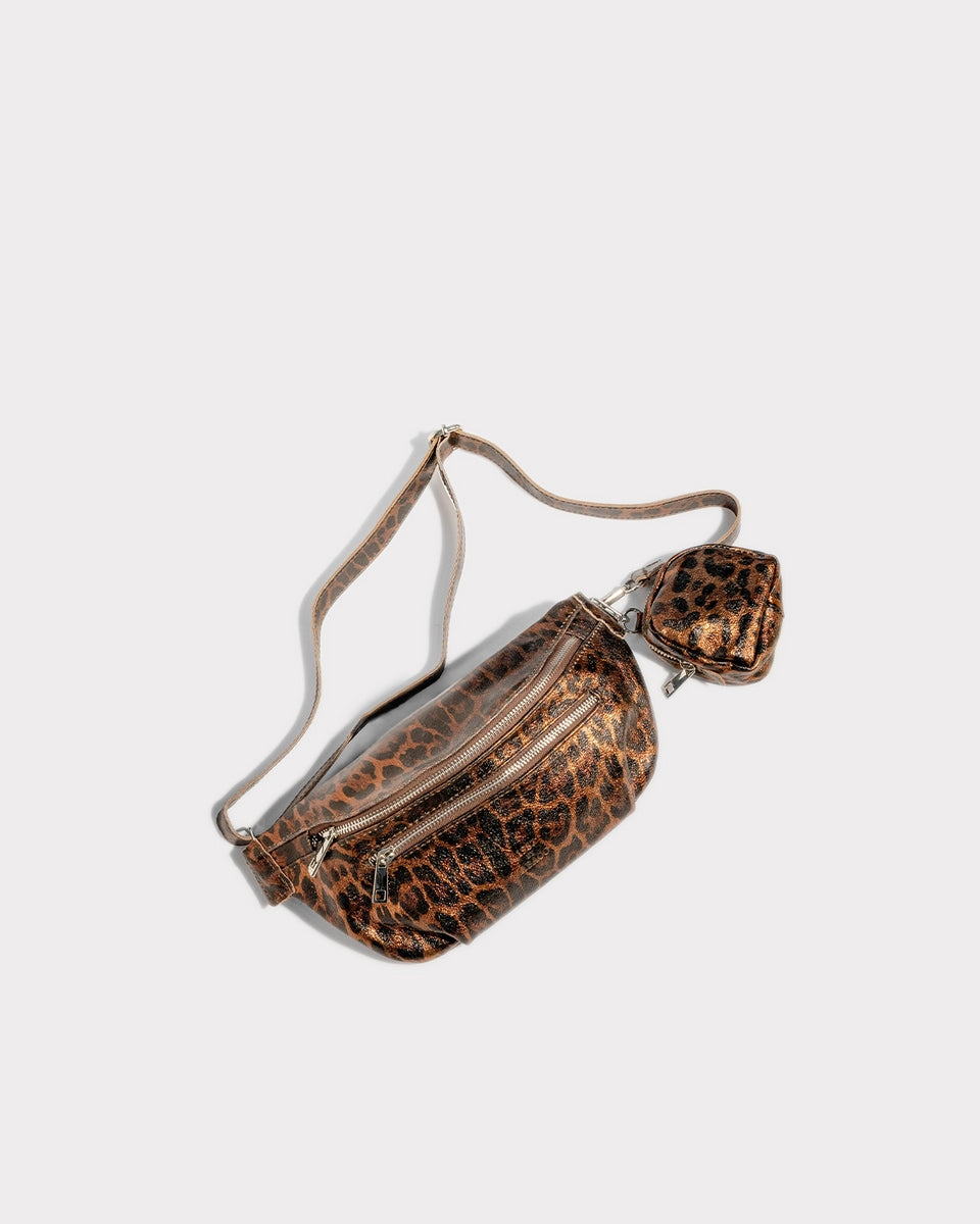 Riñonera Tena - Estampado de leopardo negro