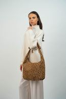 Bolso De Hombro Kaelis - Estampado Leopardo Camel