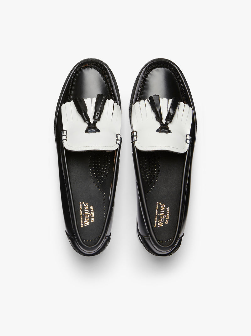 Weejun Wmn Esther Kiltie - Black & White Lthr