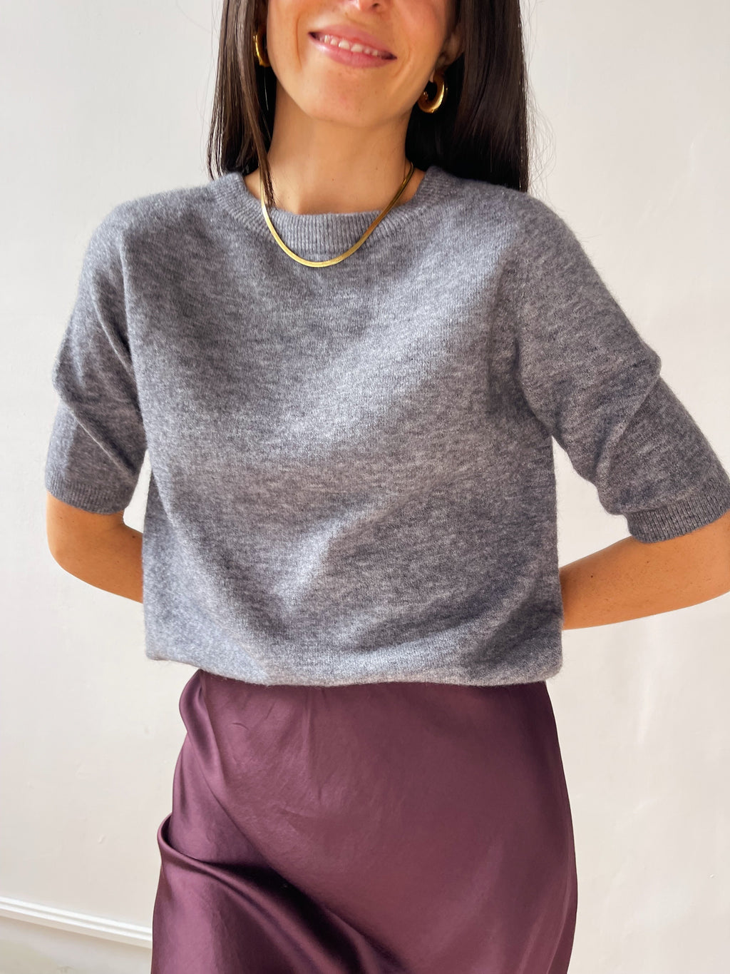 Gray Knitted T-Shirt