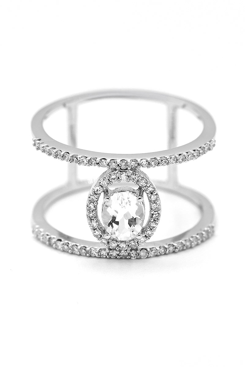 Bague "Royaume" Diamants : 0,23Ct/68 Topaze Blche 0,3/1