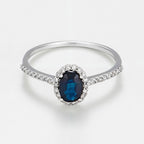 Bague "Courtoisie" Diamant 0,14/36 Saphir 0,6 - Or Blanc