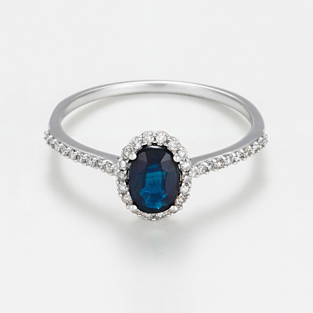 Anillo "Courtoisie" D0.14/36 Zafiro 0.6 - Oro blanco 375/1000