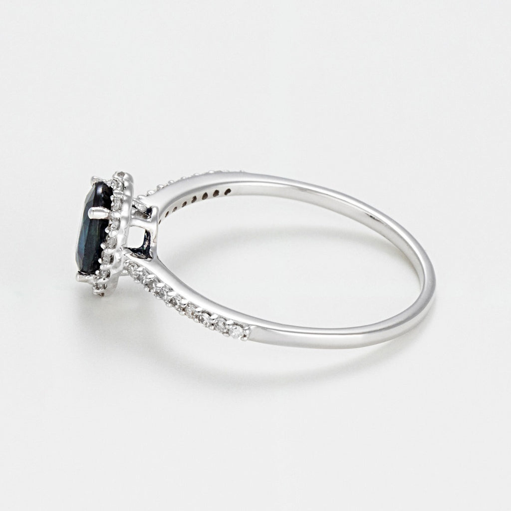 Bague "Courtoisie" Diamant 0,14/36 Saphir 0,6 - Or Blanc