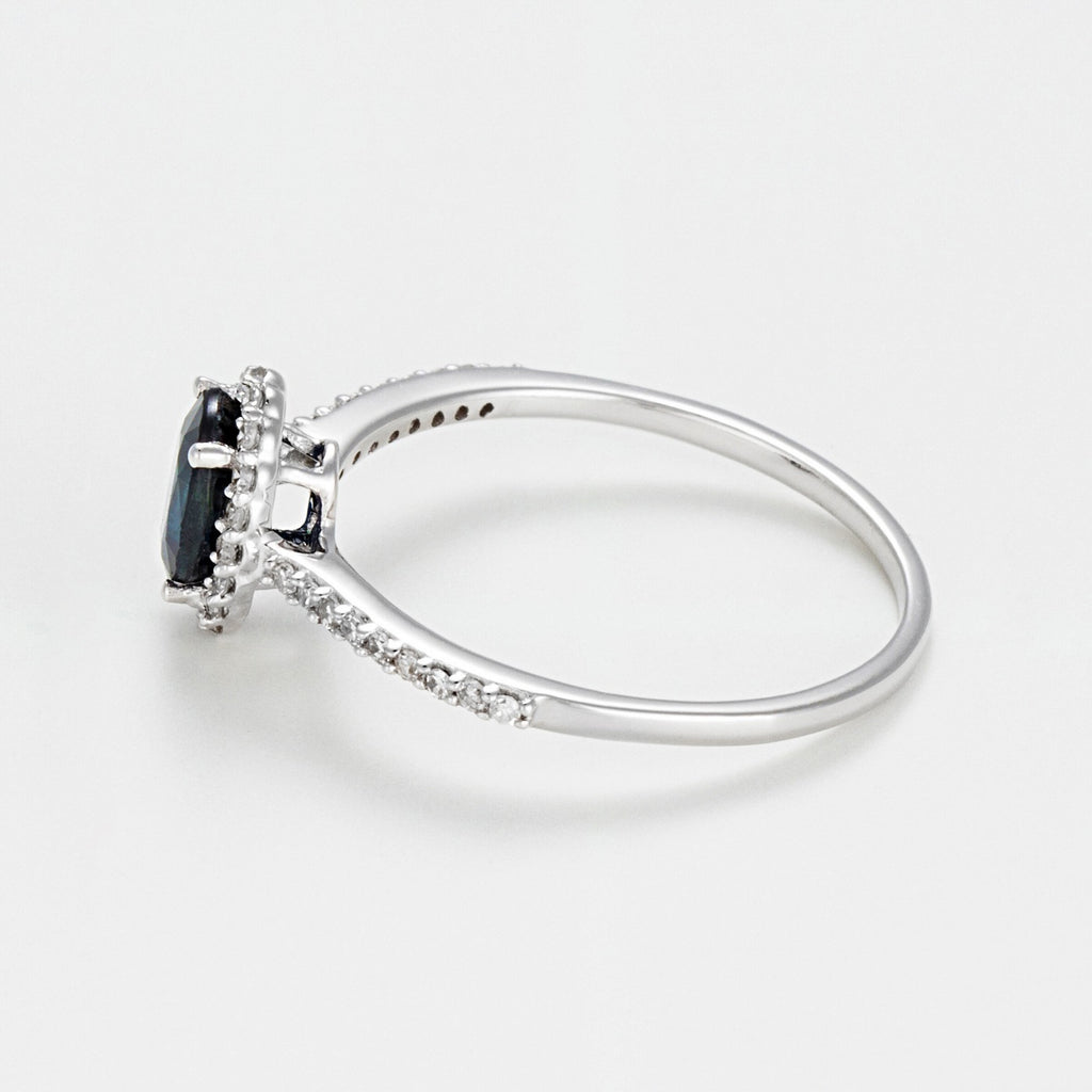 Anillo "Courtoisie" D0.14/36 Zafiro 0.6 - Oro blanco 375/1000