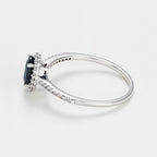 Anillo "Courtoisie" D0.14/36 Zafiro 0.6 - Oro blanco 375/1000
