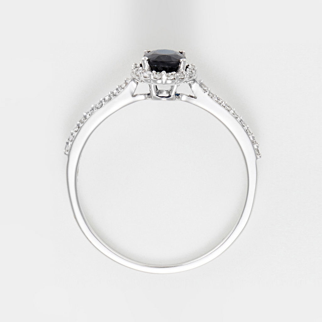Bague "Courtoisie" Diamant 0,14/36 Saphir 0,6 - Or Blanc