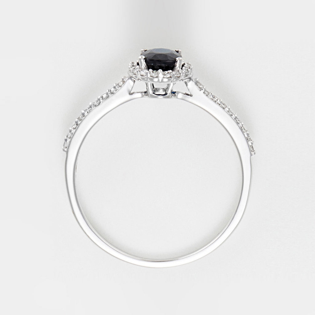 Anillo "Courtoisie" D0.14/36 Zafiro 0.6 - Oro blanco 375/1000
