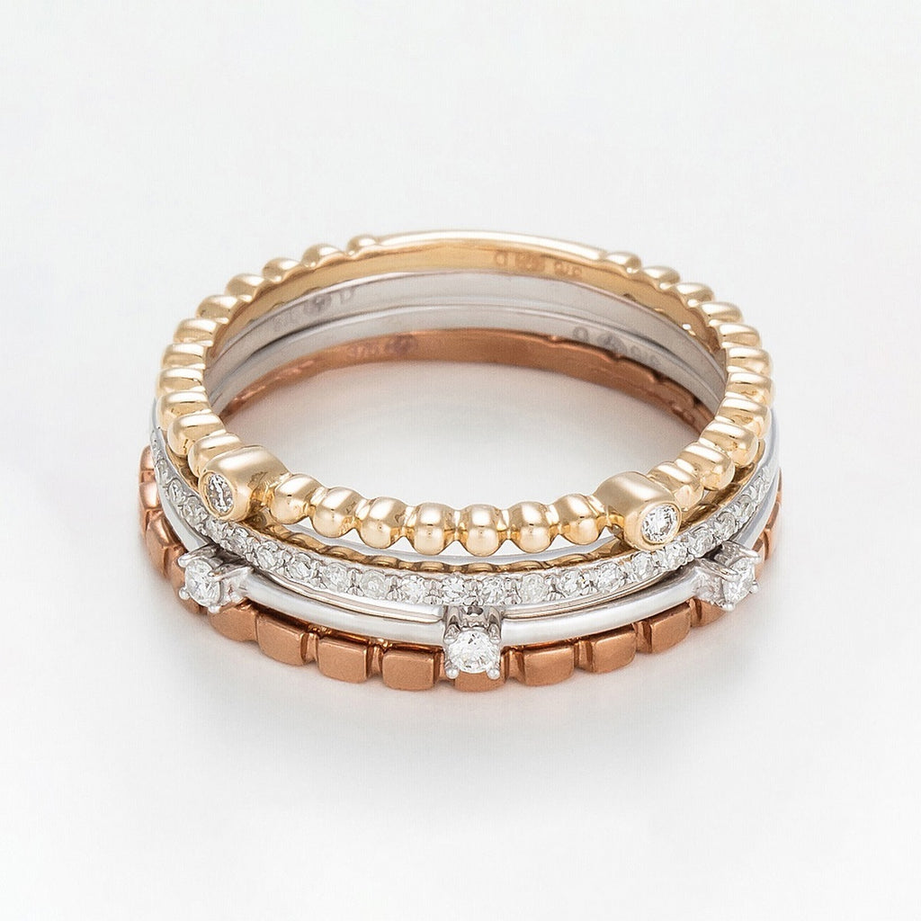 Set De 4 Bagues "Harmonie" Diamants 0,16Ct/27