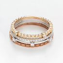 Set De 4 Bagues "Harmonie" Diamants 0,16Ct/27 - Or Tricolore