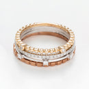 Set of 4 "Harmony" Rings with 0.16Ct/27 Diamonds - 375/1000 Tricolor Gold