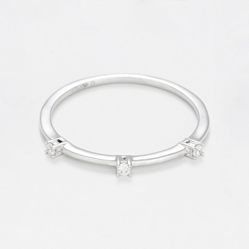 Set of 4 "Harmony" Rings with 0.16Ct/27 Diamonds - 375/1000 Tricolor Gold