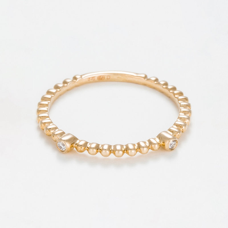 Set of 4 "Harmony" Rings with 0.16Ct/27 Diamonds - 375/1000 Tricolor Gold