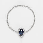 Bague Chaine "Blue Tear" Diamant 0,05/15 Saphir 0,25 - Or Blanc