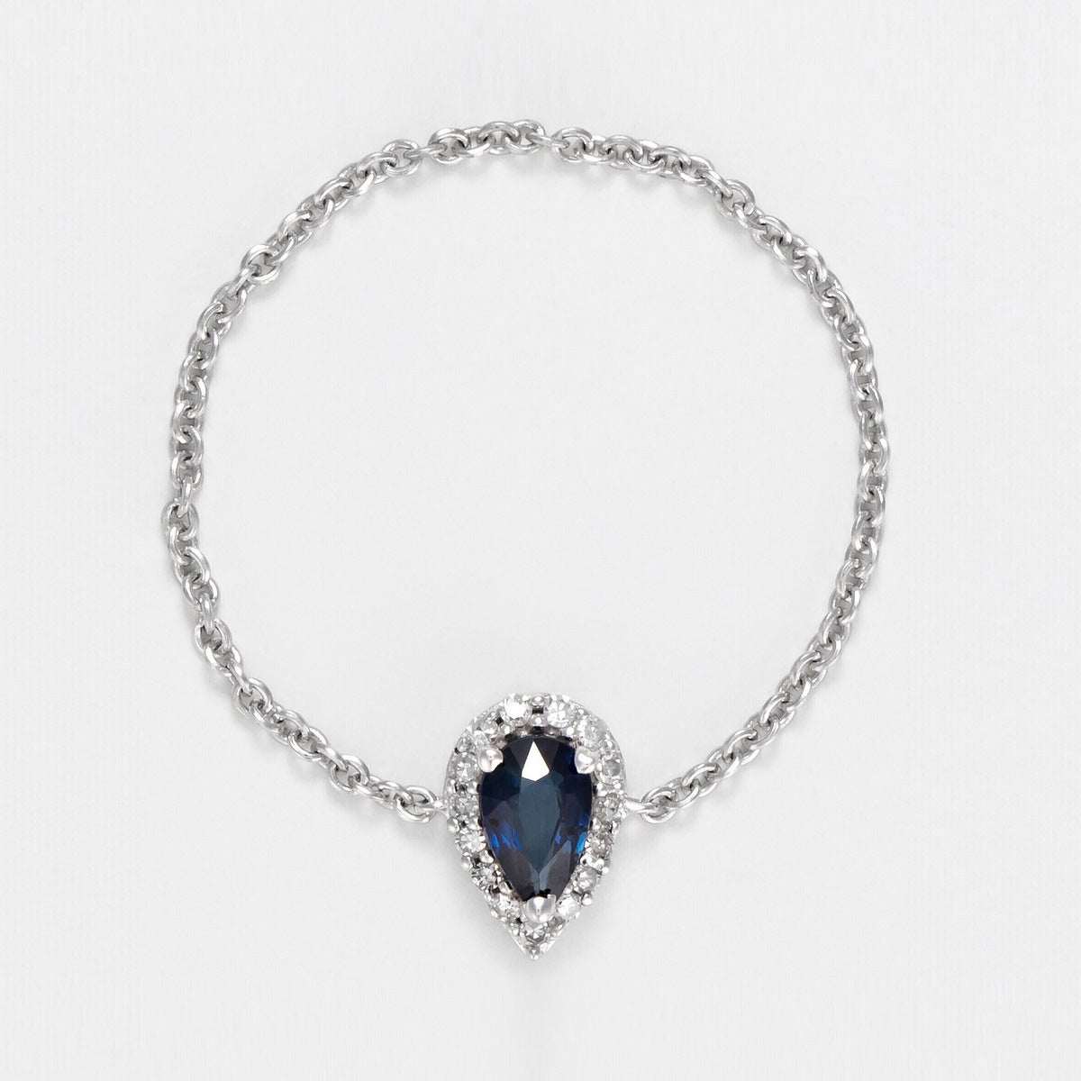 Anillo Cadena "Blue Tear" Diamante 0,05/15 Zafiro 0,25 - Oro Blanco