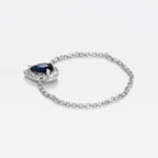 Bague Chaine "Blue Tear" Diamant 0,05/15 Saphir 0,25 - Or Blanc
