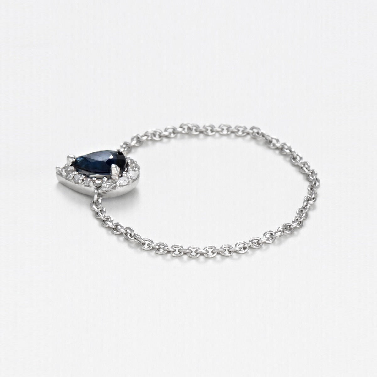 Anillo Cadena "Blue Tear" Diamante 0,05/15 Zafiro 0,25 - Oro Blanco