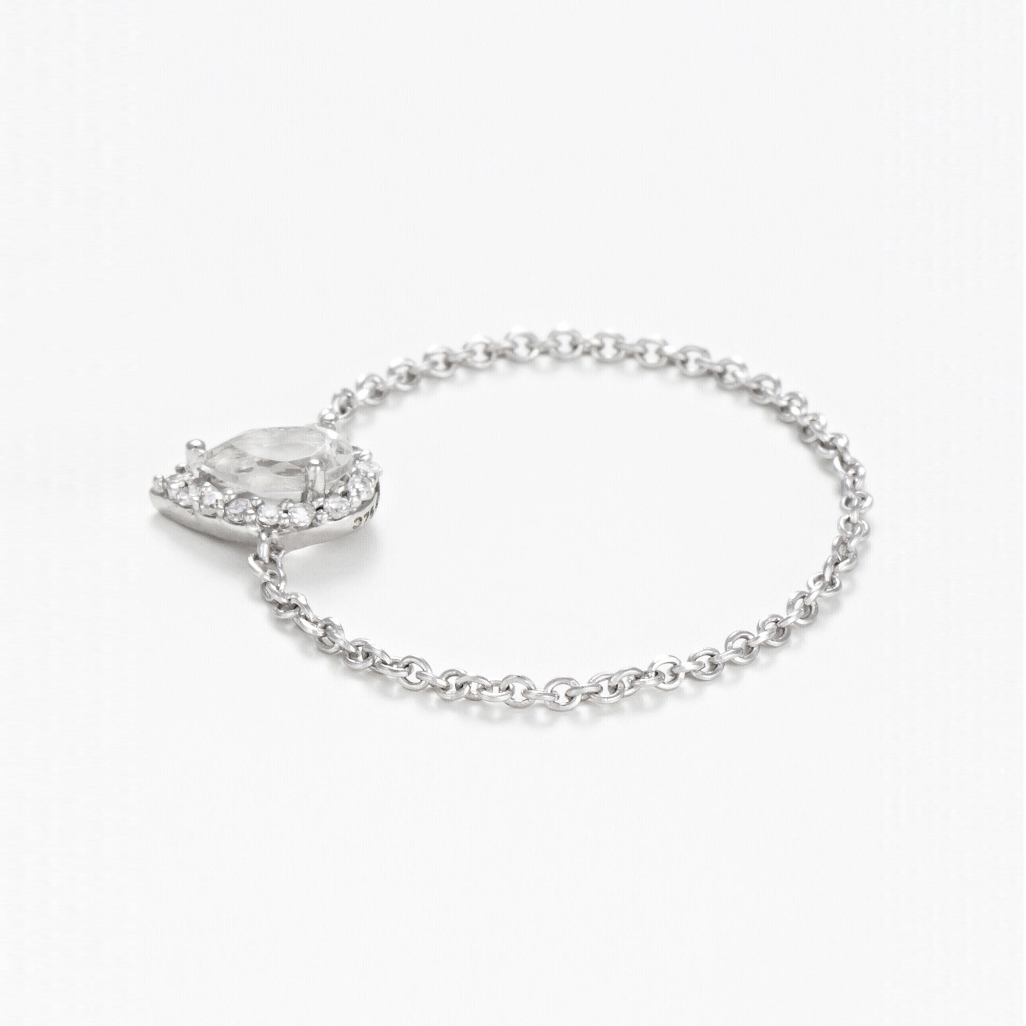 Bague Chaine "Invisible Tear" Topaze 0,25Ct/1 Diamant 0,05/15 - Or Blanc